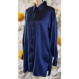 Minimalist Nipon Studio Vintage Women M Silky Long Sleeve Button Career Blouse